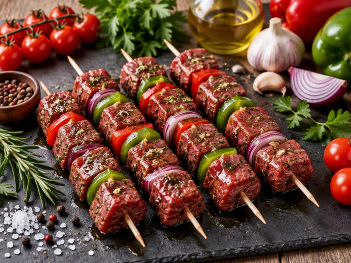 Brochettes de bœuf mariné