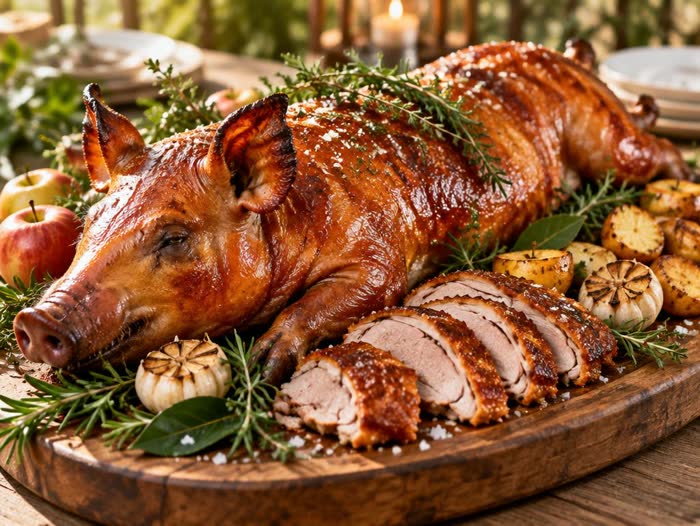 Porcelet rôti sur commande