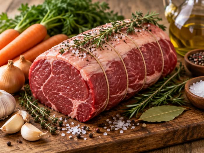Rôti de bœuf ficelé
